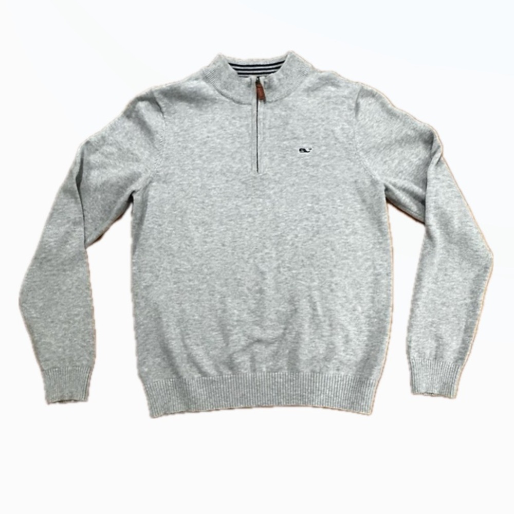 Vineyard Vines Gray Quarter- Zip Up Sweater Classic Knit M12/14